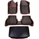 کفپوش پنج بعدی پژو 206 هاچبک نوار قرمز به همراه کفپوش صندوق LS